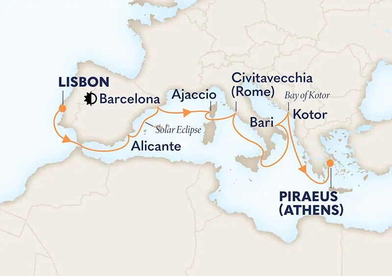 route oosterdam eclips augustus 26